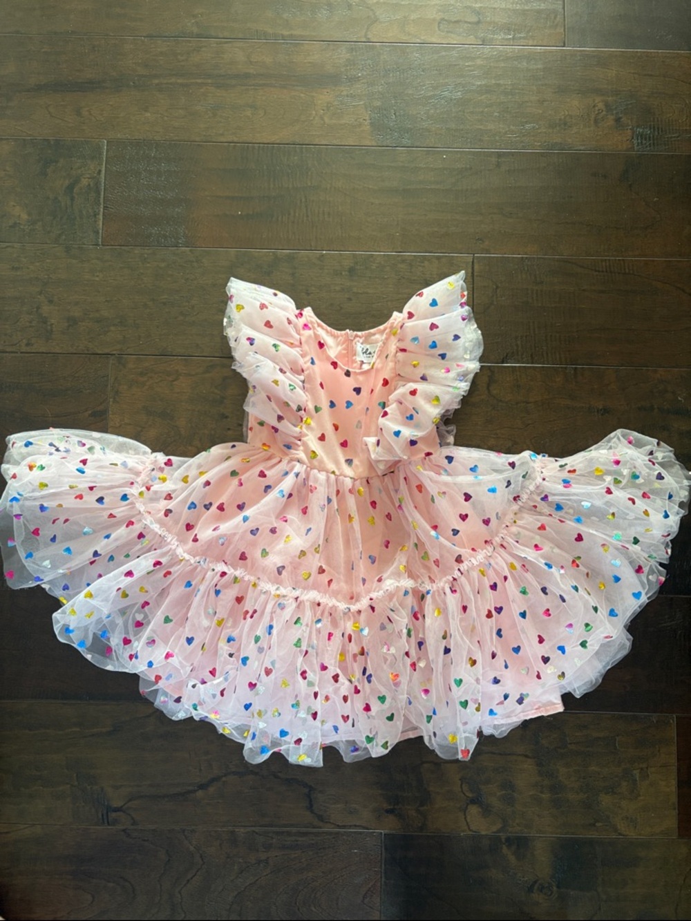 Lola + The Boys Pink Heart Tulle Party Dress
